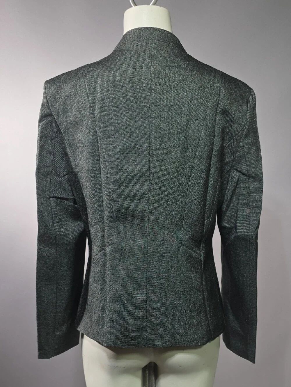 Women's Notched-Neck Gray Single-Button Blazer R10 - Picture 3 of 6